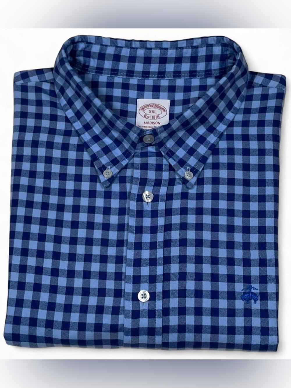 NWOT! Brooks Brothers 1818 Madison Blue Check Button Down Shirt Men’s Size XXL